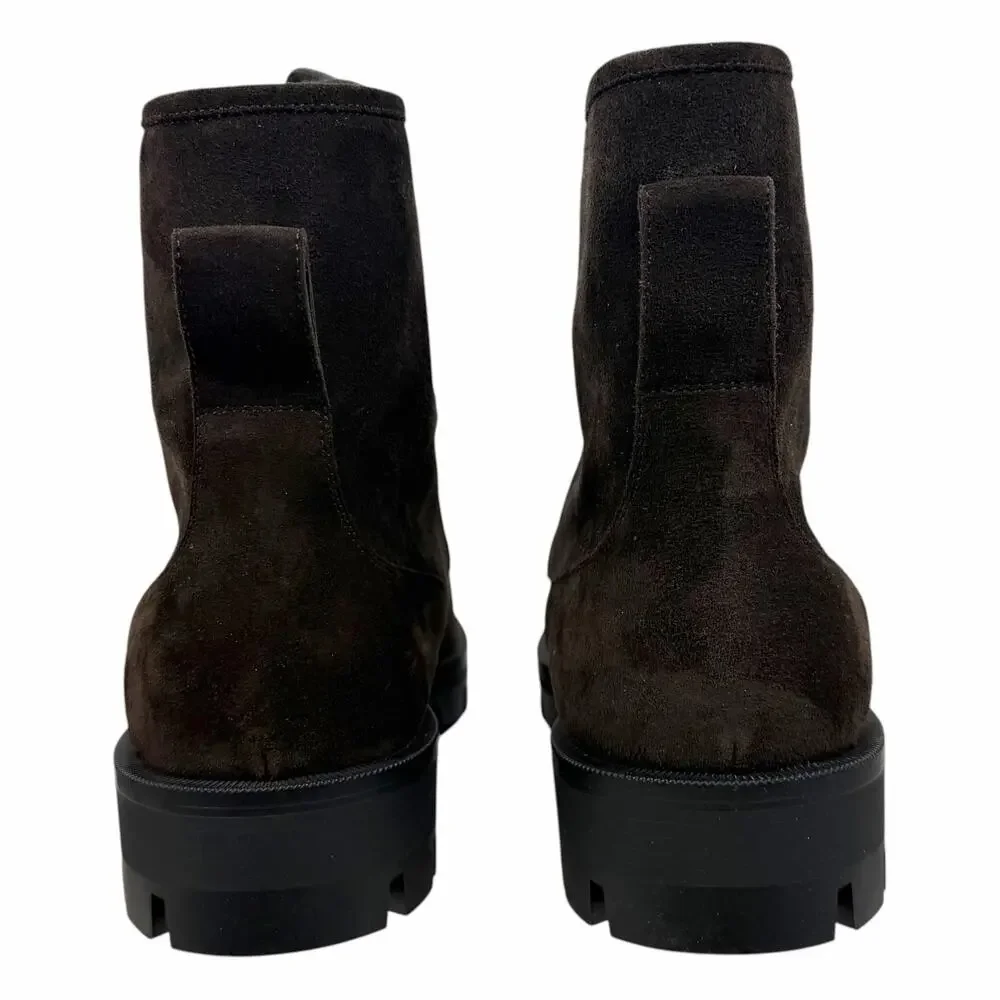 Christian Louboutin Caracolo Lion Suede Lace Up Boots Cafe Brown Size 44